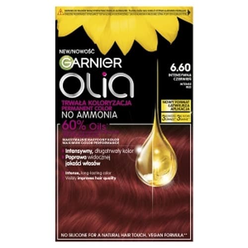 Farba do włosów Garnier Olia 6.60 Intensywna Czerwień