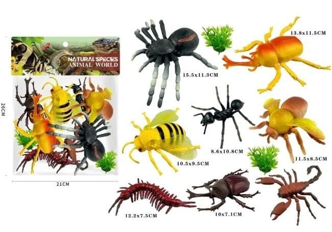 Zestaw figurek owadów i pajęczaków 12 sztuk realistyczne detale