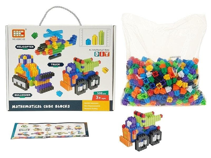 Klocki konstrukcyjne 508el plastikowe zestaw 282x339 mm