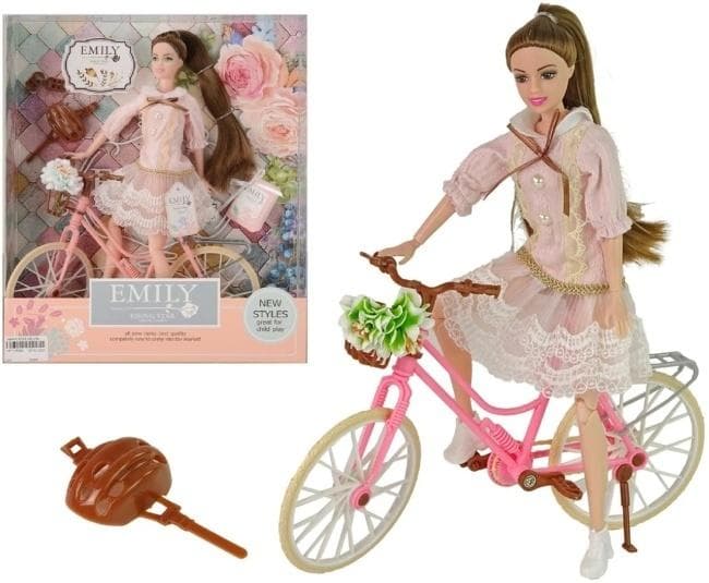 Lalka Emily z rowerem i kaskiem Merkpol 32 cm