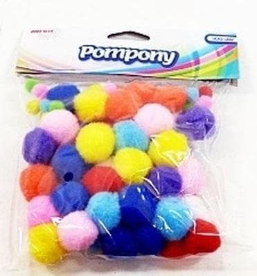 Pompony dekoracyjne kolorowe 78 sztuk