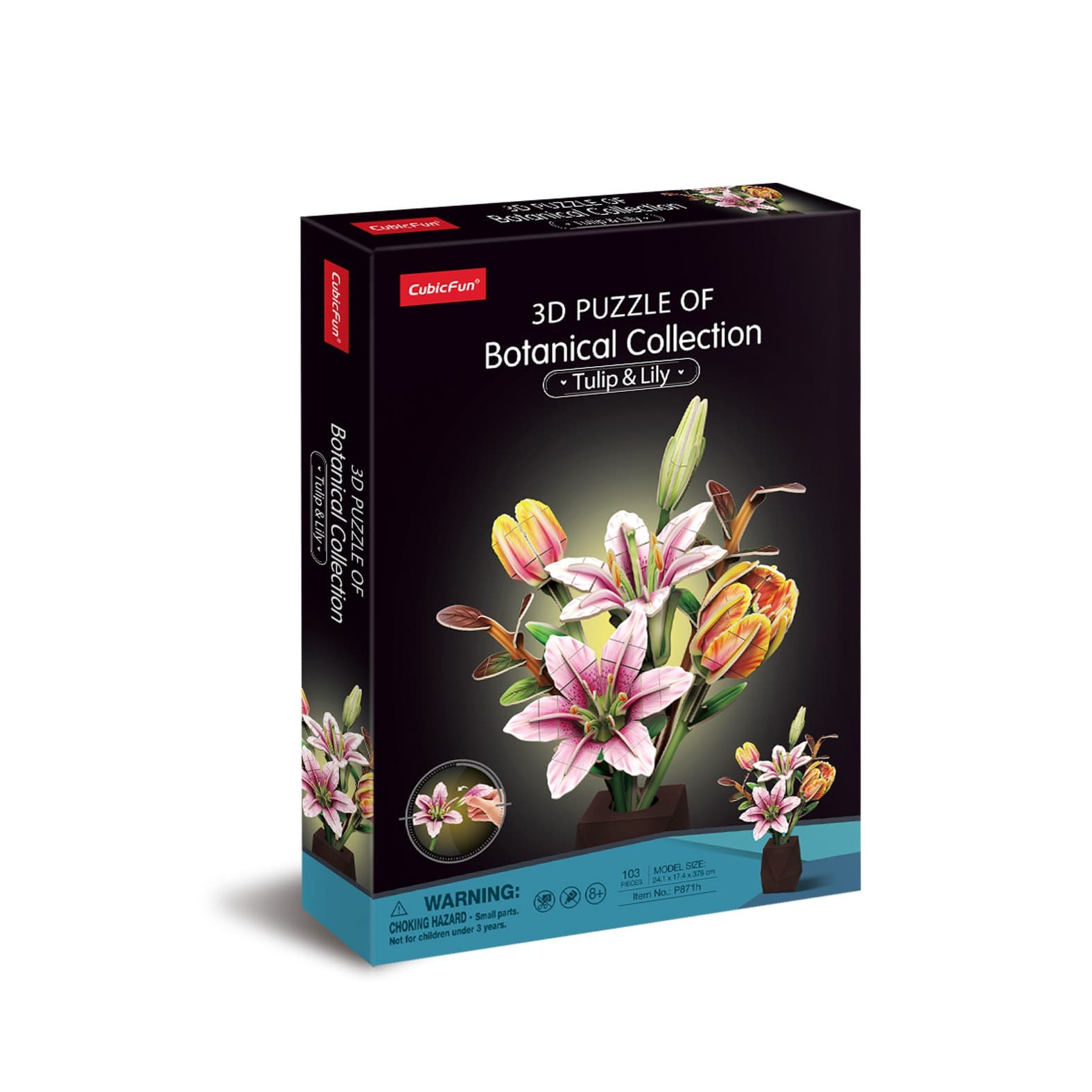 Puzzle 3D Kwiaty Lilia i Tulipan Cubic Fun 103 elementy
