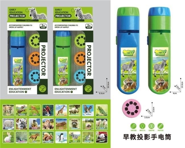 Projektor Animal World interaktywna latarka edukacyjna 3 tarcze
