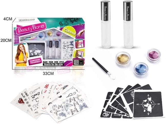 Tatuaże brokatowe Beauty Bomb 210x339 mm zestaw kreatywny