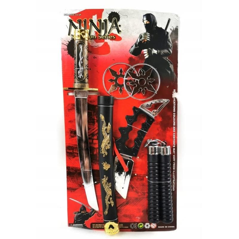 Zestaw Ninja Miecz Nunczako Nóż i Gwiazdki
