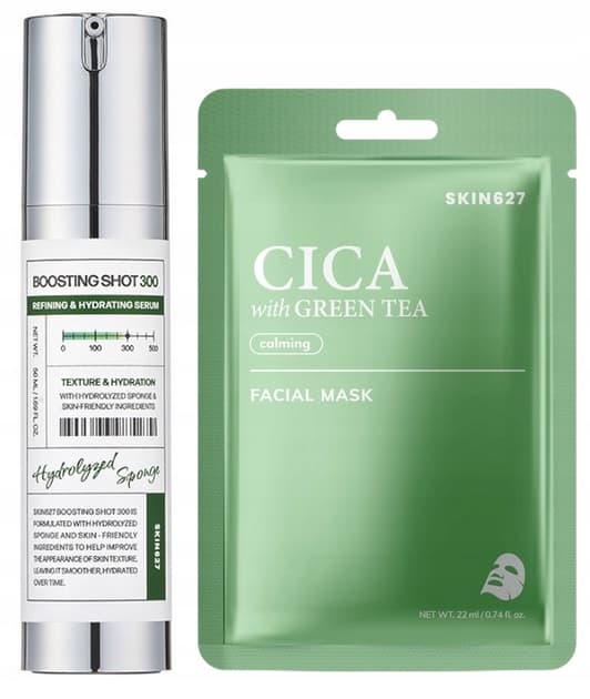 SKIN627 Serum i Maseczka do Twarzy 50ml + 22ml - Zestaw Cica Green Tea