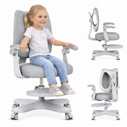 Fotel obrotowy ergonomiczny dla dzieci i młodzieży 4.3 Różowo-Szary