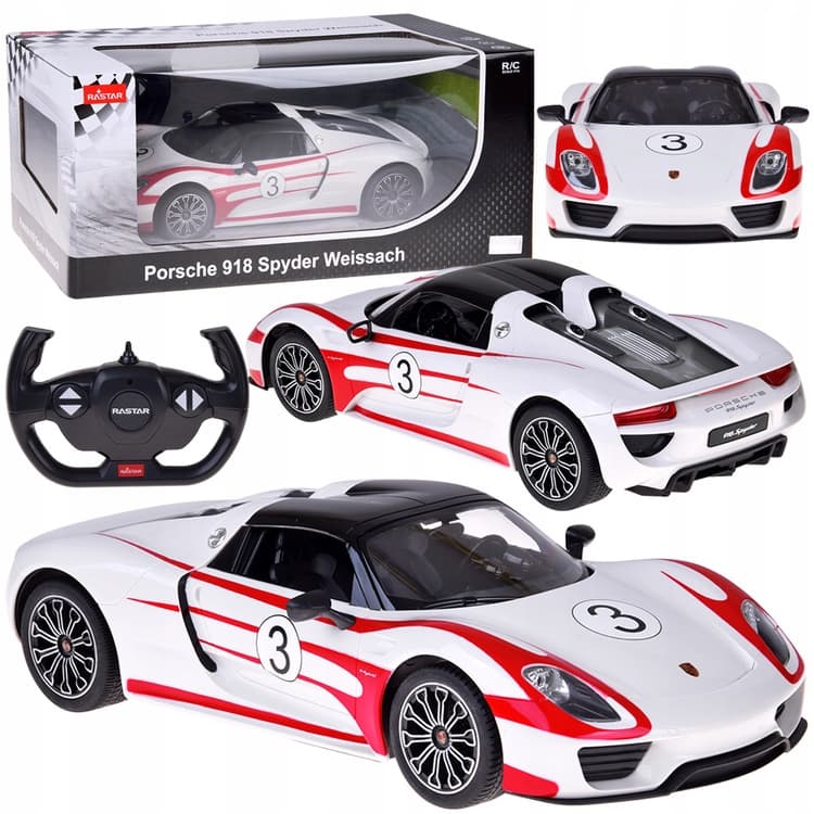 Auto Porsche 918 Spyder Performance Zdalnie Sterowane RC Białe Rastar 1:14