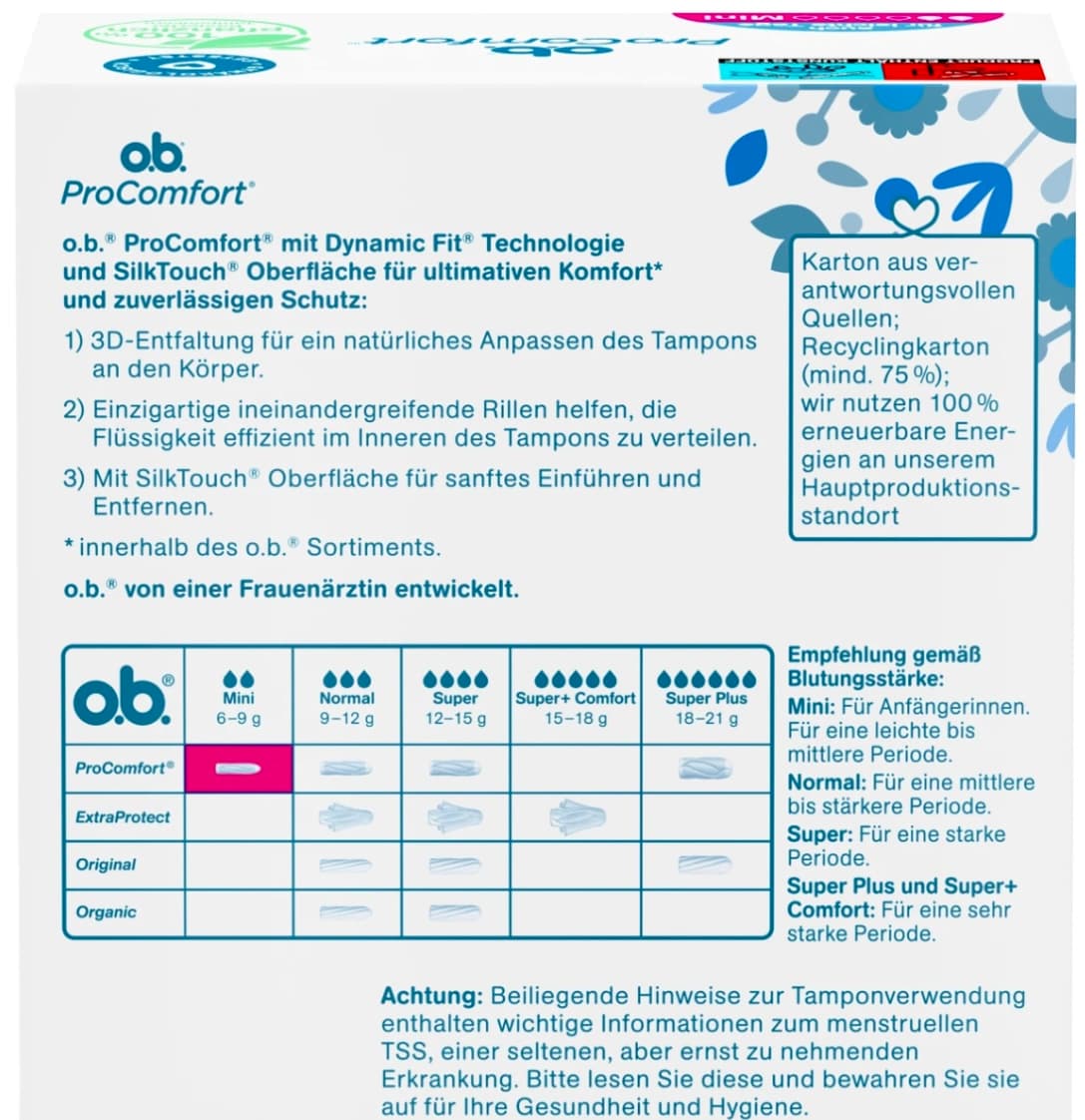 Tampony O.B. ProComfort Mini 24 sztuki - Ochrona 4w1