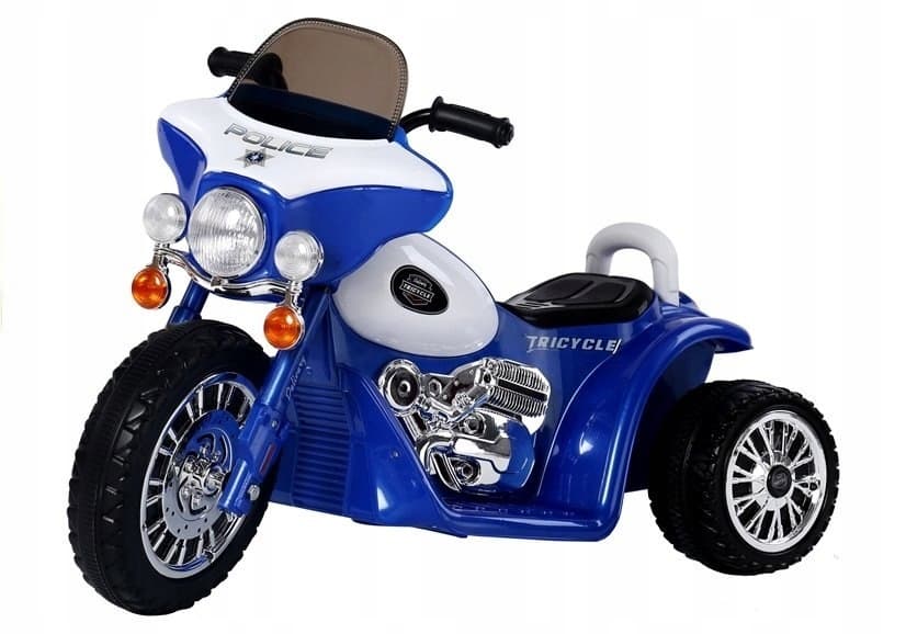 Motor na Akumulator Trójkołowy JT568 Policja LED Niebieski dla Dzieci