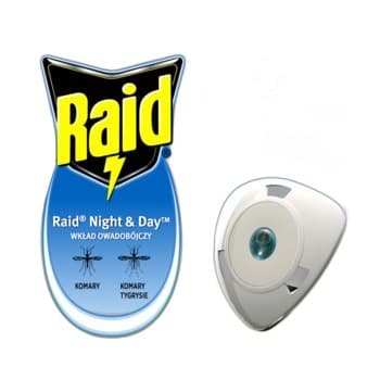 Raid® Night & Day™ przeciw muchom, komarom i mrówkom - wymienny wkład do elektrofumigatora owadobójczego - 2,29g