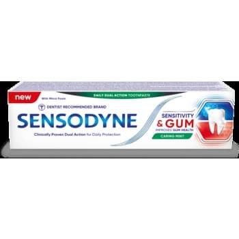 Sensodyne Nadwrażliwość & Dziąsła Caring Mint Pasta z fluorem do nadwrażliwych zębów i dziąseł o smaku miętowym, 75 ml