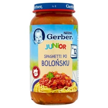 Gerber Junior Obiadek spaghetti po bolońsku po 12 miesiącu 250 g