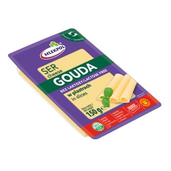 Ser Gouda bez laktozy plastry 150g Mlekpol