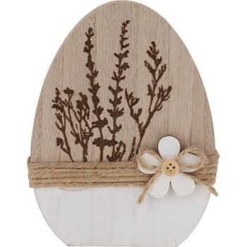 Drewniane jajko z motywem kwiatowym