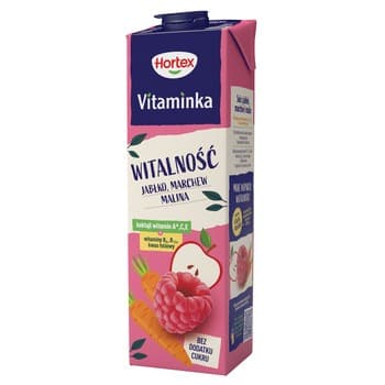 Hortex Vitaminka Witalność sok jabłko, marchew, malina karton 1L