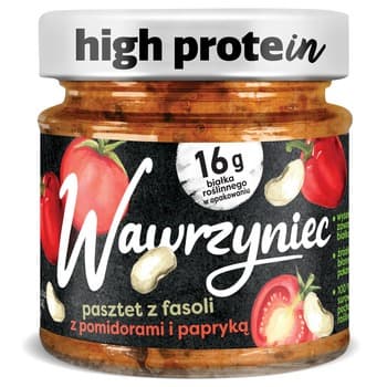 Wawrzyniec High Protein. Wysokobiałkowy pasztet z fasoli z pomidorami i papryką 180g