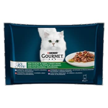GOURMET PERLE Cielęcina, Wołowina, Dziczyzna, Pstrąg z warzywami 4x85g