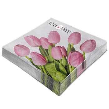 Serwetki Tete a Tete Lovely Tulips 3-warstwowe 33x33cm składane 1/4 20szt. w paczce