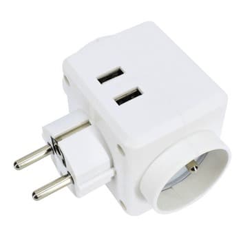 Rozgałęźnik z uziemieniem 3 gniazda 16A + 2xusb max.2.4A