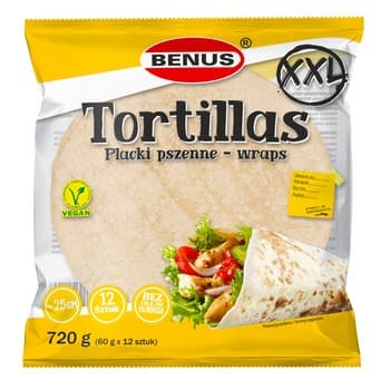 Benus Tortillas XXL Placki pszenne - wraps 720 g (60 g x 12 szt.)