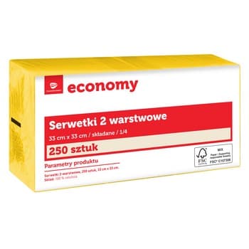 TG Economy Serwetka 33x33 cm, 2 warstwowa żółta 250 sztuk