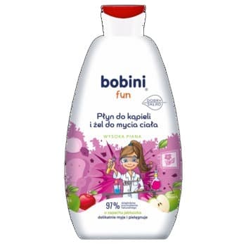 BOBINI Fun Płyn do kąpieli i żel do mycia Wysoka piana o zapachu jabłuszka 500ml