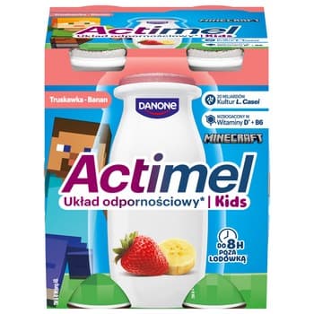 Actimel Kids o smaku truskawkowo-bananowym 4 x 100 g
