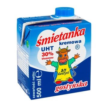 Spółdzielnia Mleczarska w Gostyniu. Śmietanka kremowa UHT 30% gostyńska 500ml