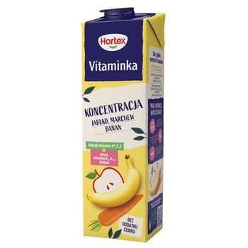 Hortex Vitaminka Koncentracja Jabłko, marchew, banan sok karton 1L