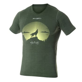 Koszulka męska z krótkim rękawem OUTDOOR WOOL PRO ciemnozielony L - WILK 2