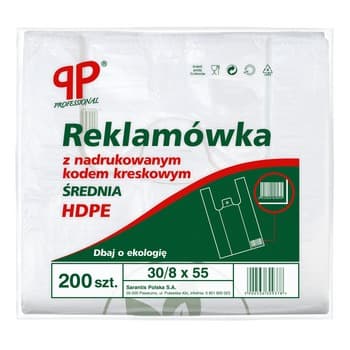 HDPE Reklamówki 30x8x55 cm z nadrukiem 200 sztuk Sarantis