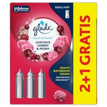 Odświeżacz powietrza Glade TOUCH&FRESH lucious cherry&peony zapas 2+1 3x10ml