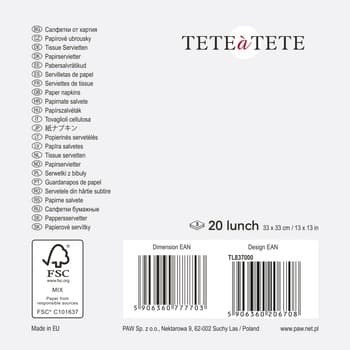 Serwetki Eco Stars, Serwetki Tete a Tete 3-warstwowe 33x33cm składane 1/4 20szt. w paczce