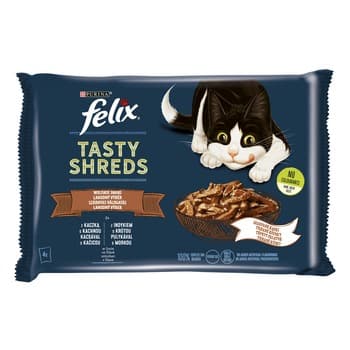 FELIX TASTY SHREDS Mix karmy dla kota Kaczka Indyk (4x80g)