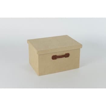 Pudło sztruksowe z pokrywą 36x26x20 cm beżowe