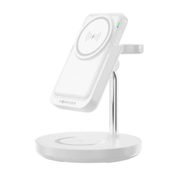 Stacja ładująca Forever bezprzewodowa magnetyczna z power bankiem MACS-100 biała 5w1