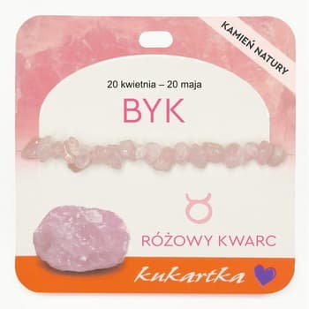 Bransoletka BRA-040 Znak zodiaku (Byk, różowy kwarc)