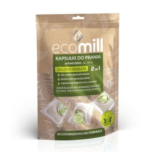 Kapsułki do prania Mill Eco 2w1 z dodatkiem zapachu herbaty, 30 sztuk