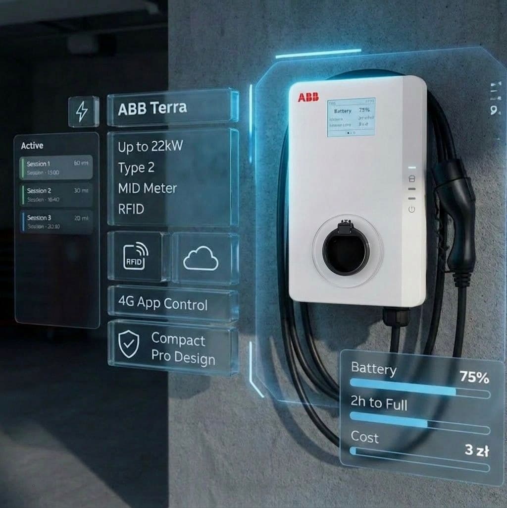 ABB Terra AC W22-G5-R-C-V2-0 wallbox 22kW Typ 2, przewód 5m, RFID, GSM/4G