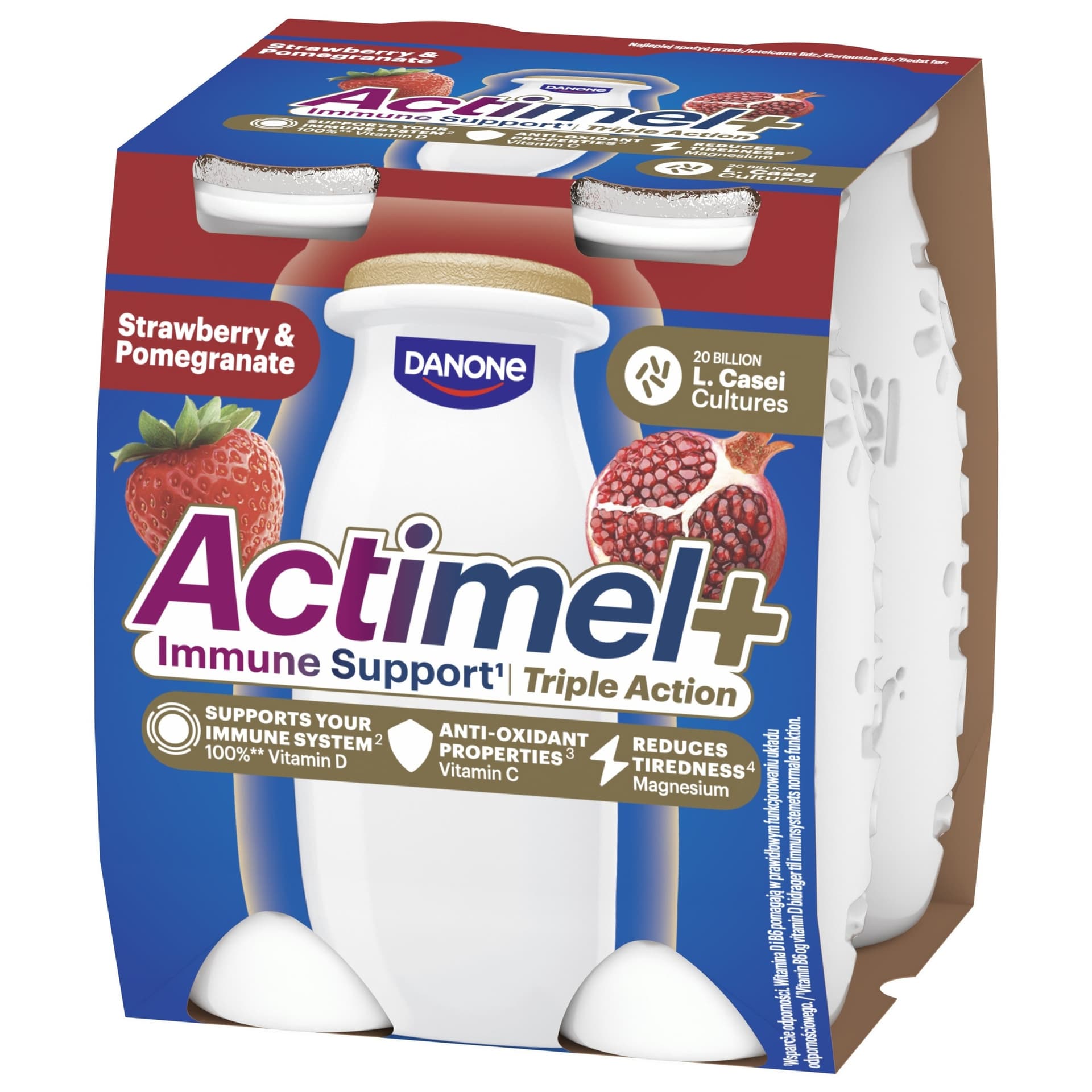 Actimel Truskawka-Granat Triple Action 4x100g