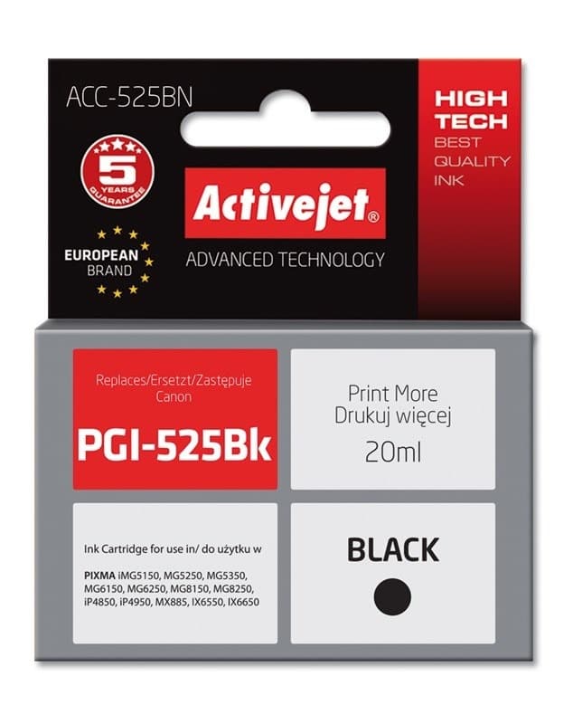 Zamiennik tuszu Activejet Canon PGI-525PGBK czarny 20 ml