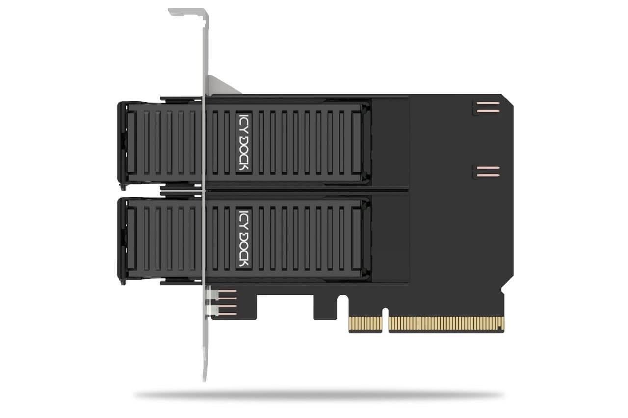 Adapter IcyDock 2x M.2 NVMe na kartę PCIe 4.0 x8 bifurcation