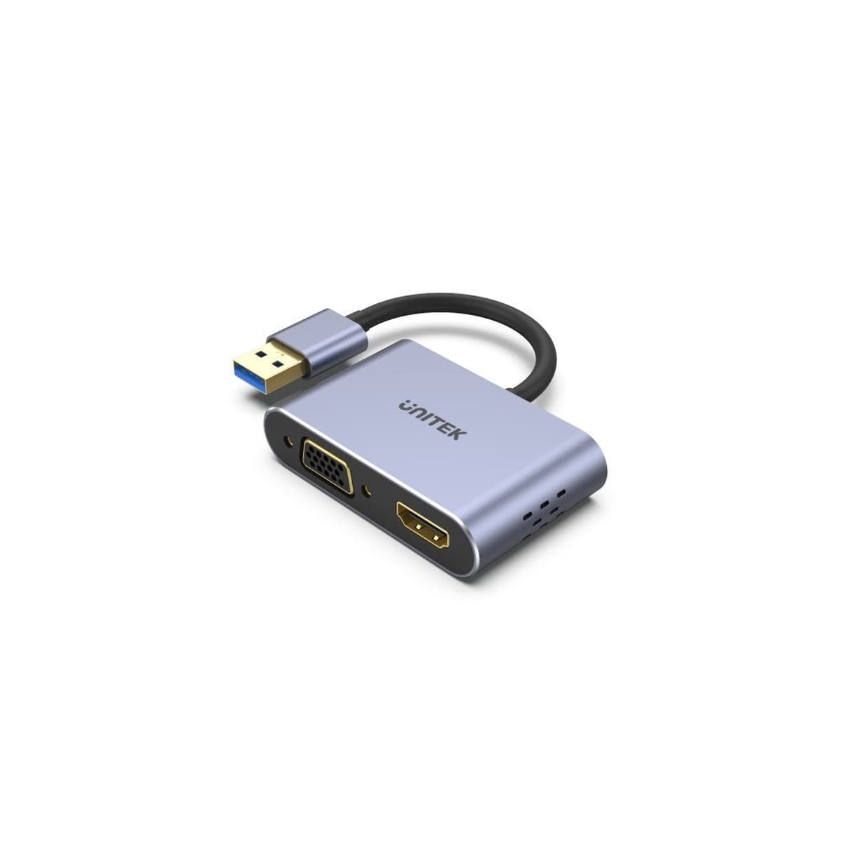 Adapter kablowy Unitek USB-A HDMI VGA 0,15 m Szary