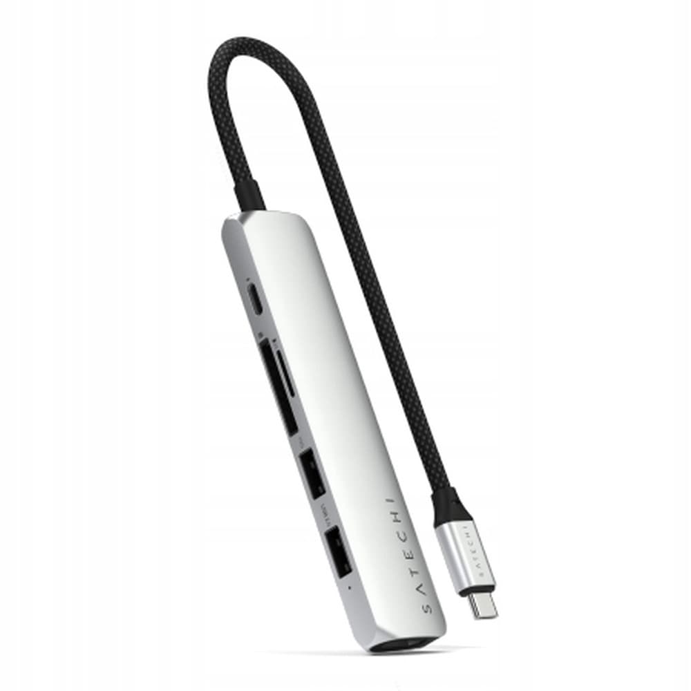 Adapter Satechi 6-in-1 USB-C Slim Multiport - aluminiowy, czarny