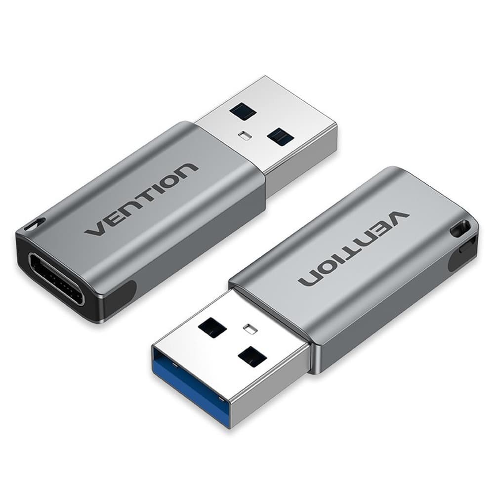 Adapter USB Vention 3.0 USB-A do USB-C szary aluminiowy