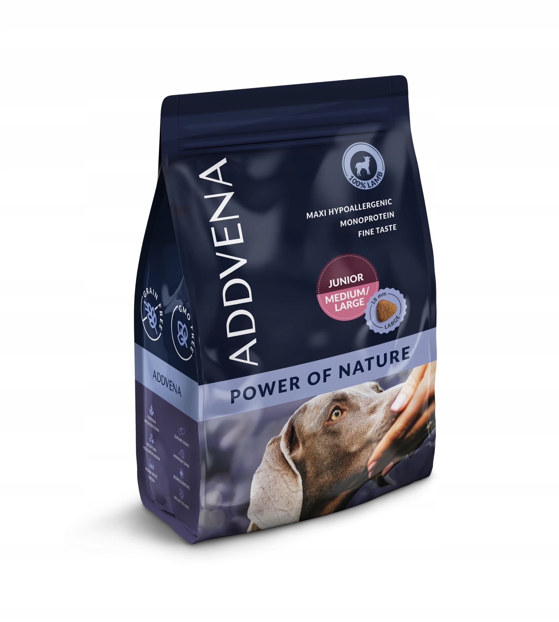 ADDVENA POWER OF NATURE Junior/Medium/Large jagnięcina dla szczeniąt 2,5 kg