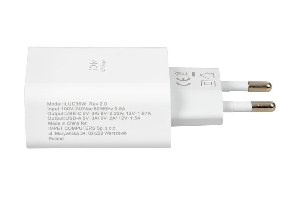 Ładowarka sieciowa 20W USB-C i USB-A