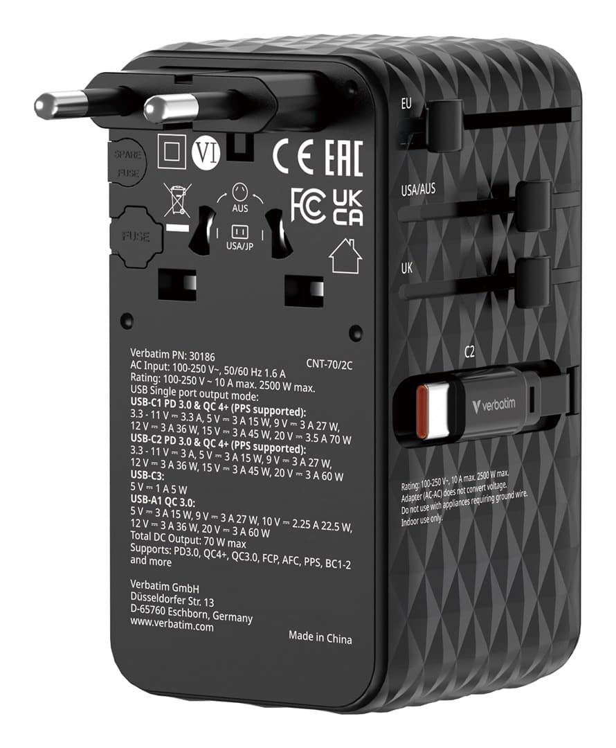 Verbatim Ładowarka Sieciowa 70W 2x USB-C