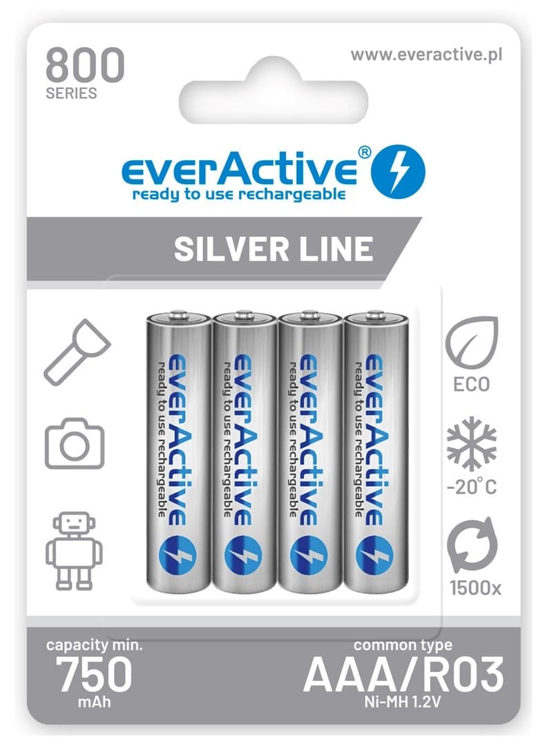 Akumulatorki AAA EVHRL03 Everactive 800 mAh Ni-MH LSD 8 sztuk